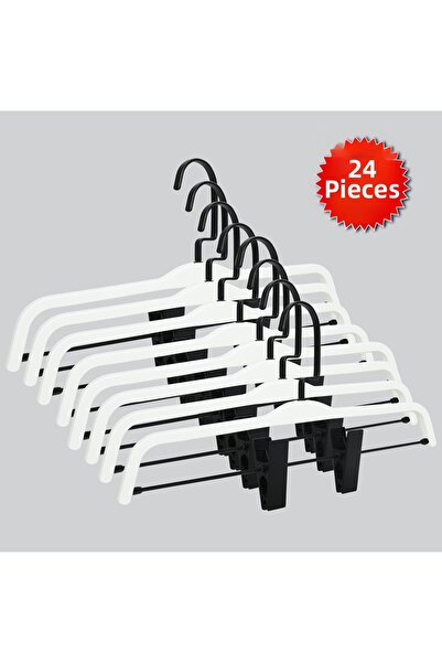 NYN شماعات خشبية (بخطاف أسود) للتنورة والسراويل 24 قطعة