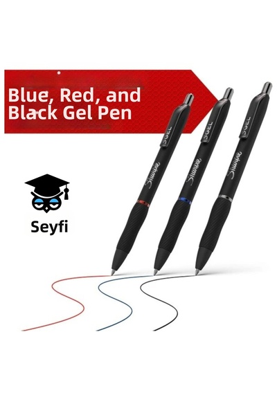 SEYFİKİRTASİYE Sharpi̇e S-Gel 0.7 mm Ink Press Gel Pen 3 Colors Blue Black Red