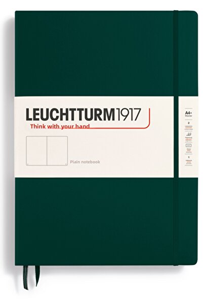 Leuchtturm1917 دفتر ملاحظات ماستر كلاسيك (A4+)، 235 صفحة، مسطح، أخضر غابوي