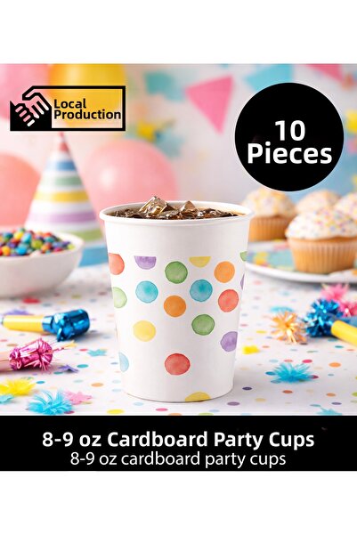 Sepet Doldur Colorful Polka Dot Paper Party Cups 8-9 oz - Birthday and Celebr...