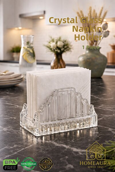 AuraStile Crystal Special Glass Luxury Napkin Holder Presentation Service Nap...