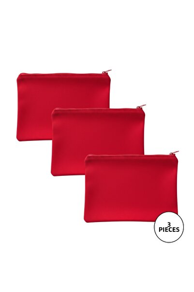Bagg حقيبة كلاتش من قماش الكانفاس الأحمر |   3 قطع
