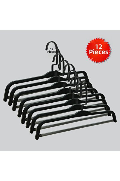 NYN Wooden Barli Black Hook Pants Hangers 12 Pieces