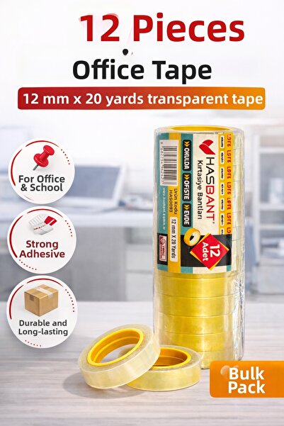 CT STONES 12 Pcs Stationery Tape 12 mm X 20 Yards Transparent Tape Office Sch...
