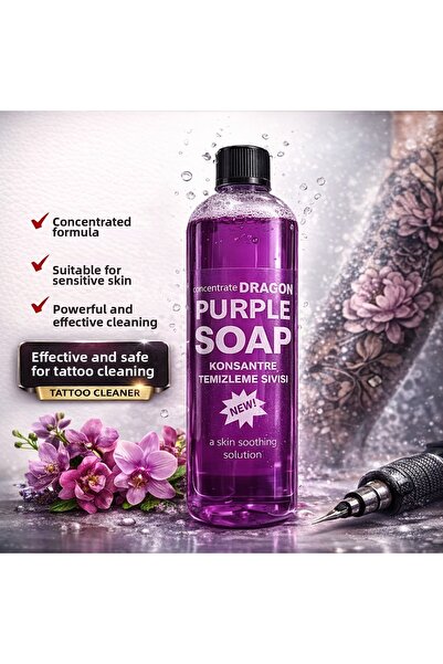 Dragon Purple Soap Cleansing Liquid 400ml Tattoo Permanent Makeup Microbladin...