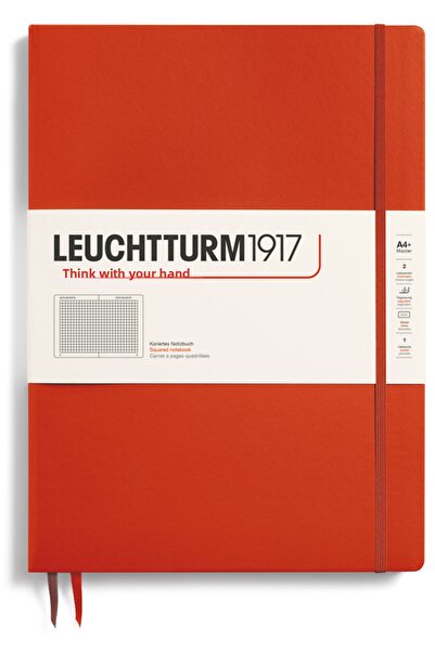 Leuchtturm1917 ماستر سليم (A4+)، دفتر ملاحظات 123 صفحة، مربعات، أحمر ثعلبي