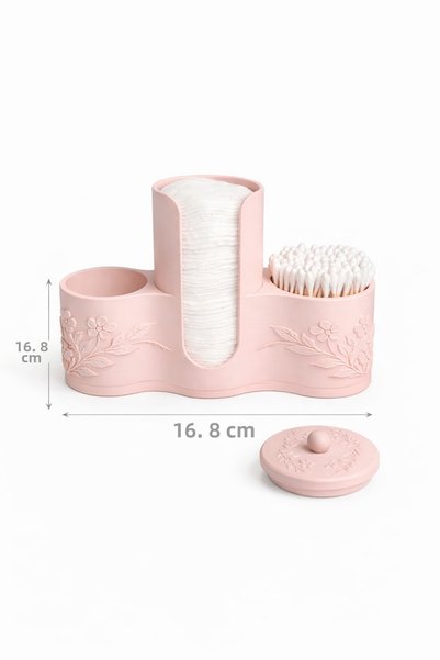 Arvella Studio Multi-Purpose Cotton & Cotton Swab Organizer, Decorative Bathroom Organizer |   Desk Organizer