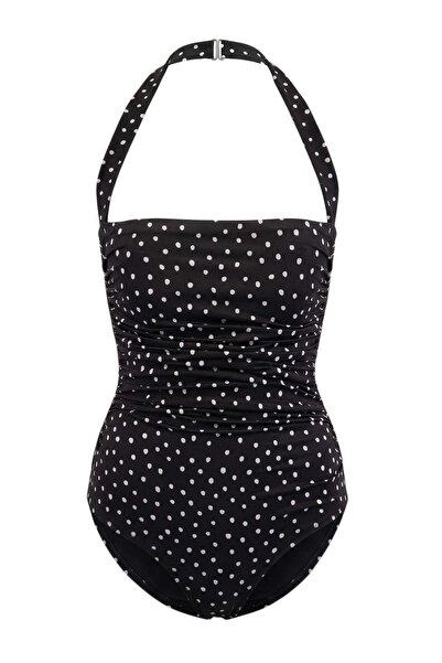 Trendyol Collection Polka Dot Patterned Square Neck Covered Shaping / Sculpti...
