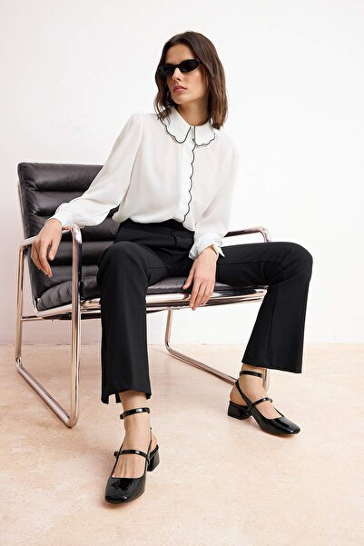 TRENDYOL SHOES Pantofi cu toc de 4 cm pentru femei, cu vârf pătrat, cu curele...