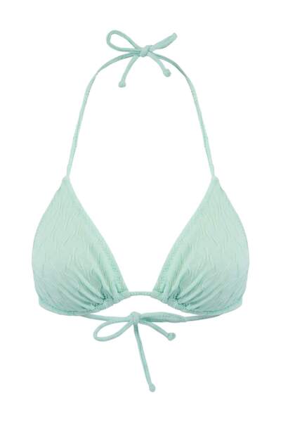 Trendyol Collection قطعة علوية من البيكيني مغطاة بنسيج مثلثي باللون الفيروزي ...