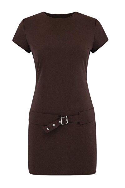 Trendyol Collection Καφέ Ζώνη τεμαχίων ίσιο Ζώνη τεμαχίων κοντό / Μίνι Υφαντό...