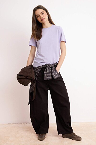 Συλλογή Trendyol Λιλά *001 Πλεκτό T-Shirt TWOSS23TS00000