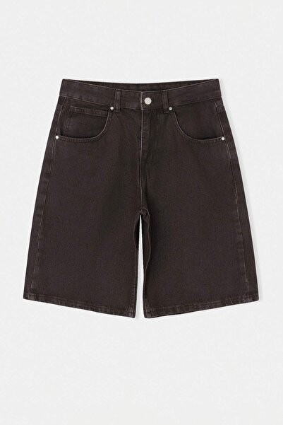 Trendyol Kollektion Braune Vintage-Waschung High-Waist Denim Bermuda TWOSS26S...