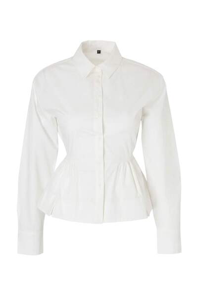 Συλλογή Trendyol Περιορισμένης Έκδοσης Λευκό Βαμβακερό Πουκάμισο με Εφαρμογή ...