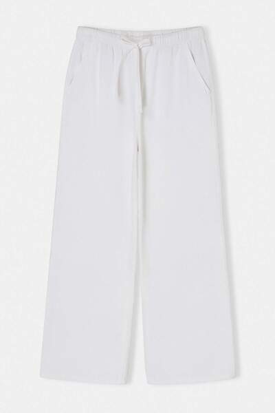 Trendyol Kollektion Weiße High-Waist-Jeans mit weitem Bein aus Tencel-Mischge...