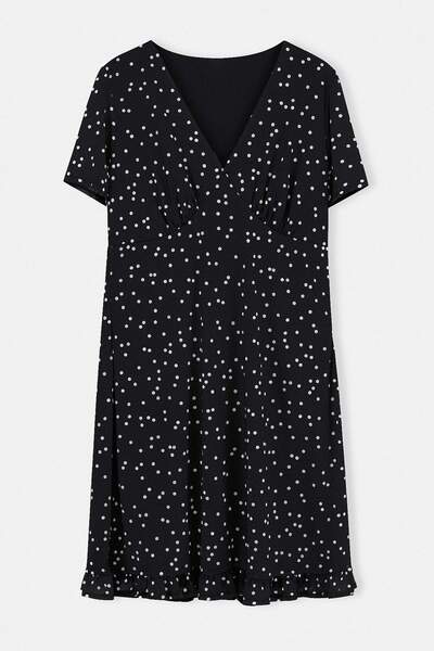 Trendyol Curve Rochie neagră cu buline li Mini tul cu detaliu de legare din m...