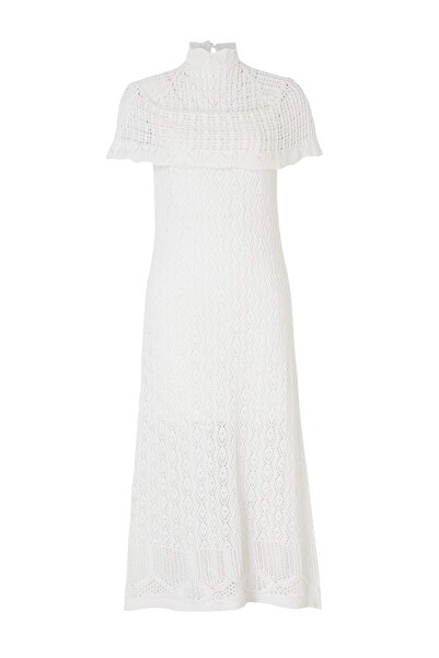 Συλλογή Trendyol Εκρού Διάτρητο Φόρεμα Πλεκτό Μίντι με Φόδρα TWOSS26EL00174