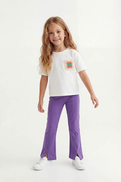 TRENDYOLKIDS Ecru Spitze-Strick-Set für Mädchen (Unterteil und Oberteil) TKDS...