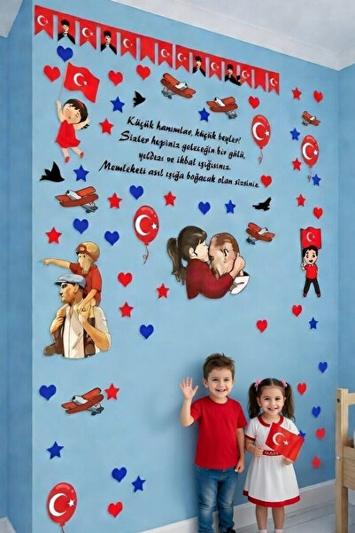 Kt Grup 23 Nisan Çocuk Bayramı Çift Taraflı 80 Parça Kaligrafik Cam Kapı Duvar Sticker Seti