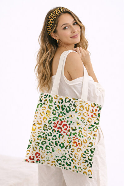 AYSHOME Пазарска чанта за плаж с цип и леопардов принт Ays Home Basic
