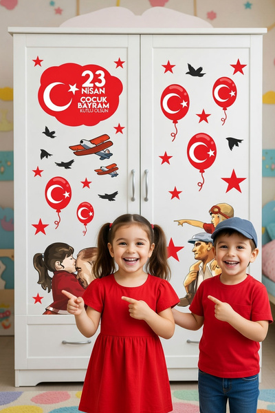 Kt Grup 23 Nisan Atatürk Ve Çocuk Duvar Sticker 50x70 Cm