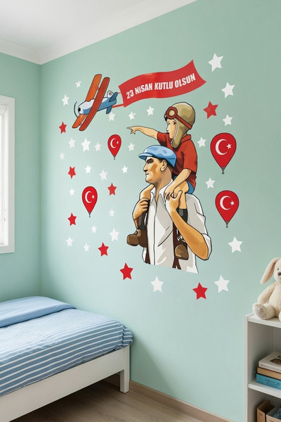 Kt Grup 23 Nisan Çocuk Bayramı ve Atatürk Duvar Pencere Sticker seti