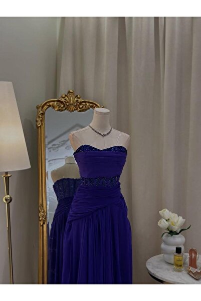 vanus fashion 6258- فستان سهرة موفي بتصميم ملكي بدون أكتاف وتطريز فاخر