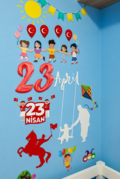 Kt Grup 23 Nisan Sticker Seti, Çocuk Bayramı Okul Ev Süsleme Sticker Seti