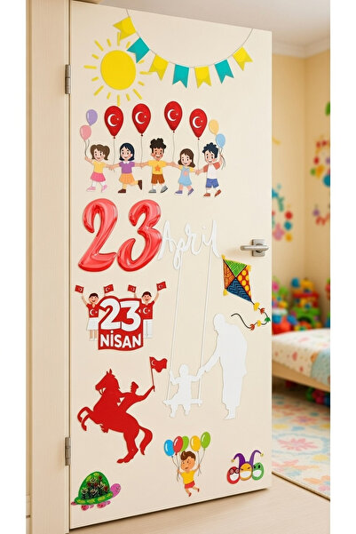 Kt Grup 23 Nisan Sticker Seti, Çocuk Bayramı Okul Ev Süsleme Sticker Seti