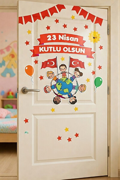 Kt Grup 23 Nisan Çocuk Bayramı Eğlenceli Cam Duvar Süsleme Sticker Seti