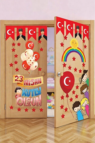 Kt Grup 23 Nisan Çocuk Bayramı Eğlenceli Cam Duvar Süsleme Sticker Seti