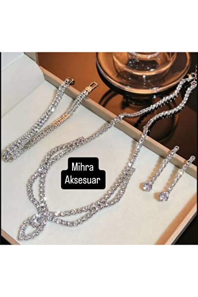 Mihra Aksesuar Kolye Küpe Bileklik Üçlü Set
