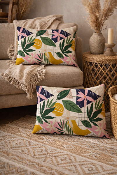 SasoHome Πολύχρωμο λουλούδι καρναβάλι ροζ λουλούδια με μοτίβο 2 τεμαχίων ορθο...