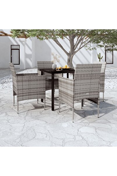 Concept Set mobilier de grădină, cu perne, 5 piese, gri și negru