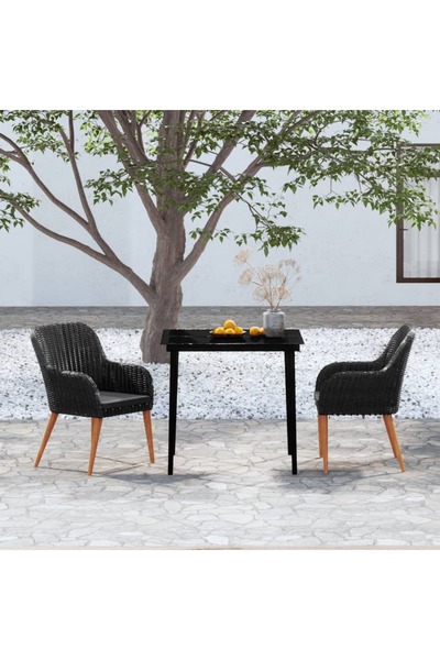 Concept Set mobilier de grădină, cu perne, 3 piese, negru