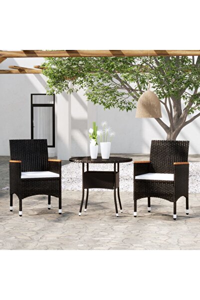 Concept Set de mobilier pentru grădină, 3 piese, negru, poliratan