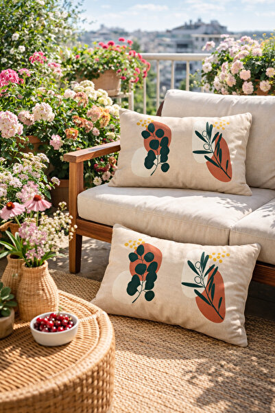 SasoHome Модерна правоъгълна калъфка за възглавница от 2 части с флорален мот...