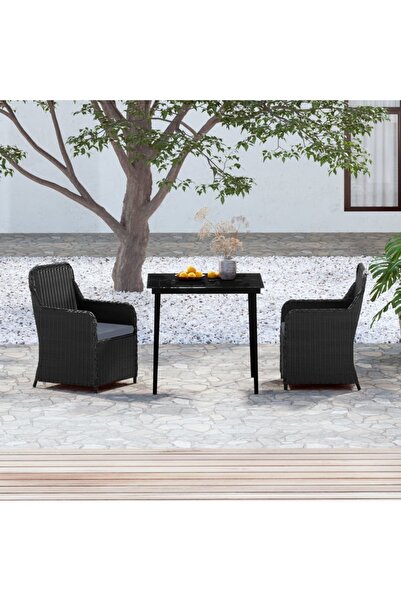 Concept Set mobilier de grădină, cu perne, 3 piese, negru