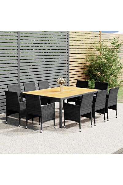 Concept Set mobilier de grădină, 11 piese, gri, poliratan
