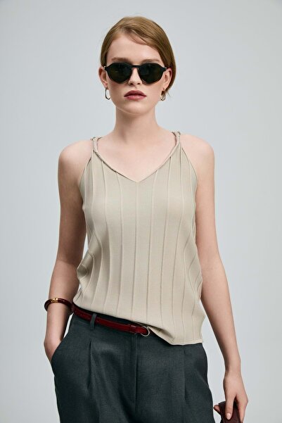 Lufian 121090048 Darla Zero Sleeve T-Shirt Women's T-Shirt Beige