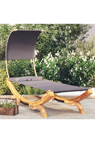 Concept Hamac cu baldachin, antracit, 100x216x162 cm, lemn masiv curbat