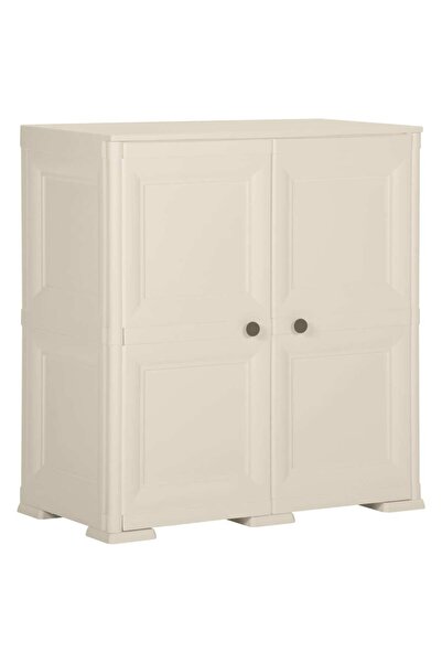 Concept Dulap din plastic, 79x43x85,5 cm, crem, design de lemn