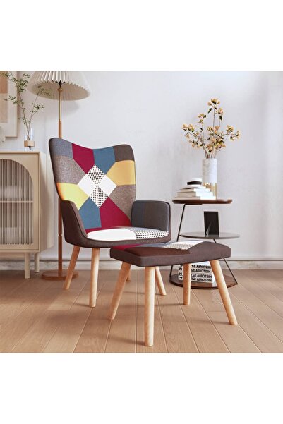 Concept Scaun de relaxare cu taburet, textil, petice