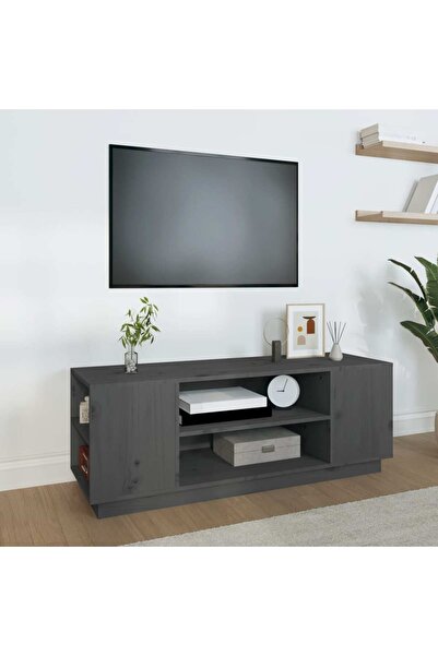 Concept Comodă TV, gri, 110x35x40,5 cm, lemn masiv de pin