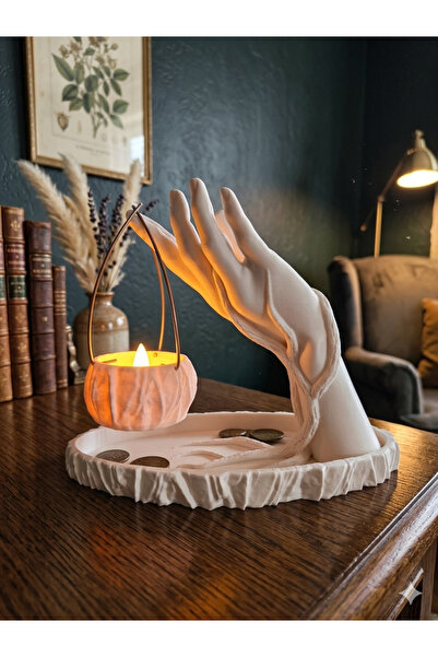 3dvan Dekoratif El Figürlü Mumluk Pilli Mum Hediyeli