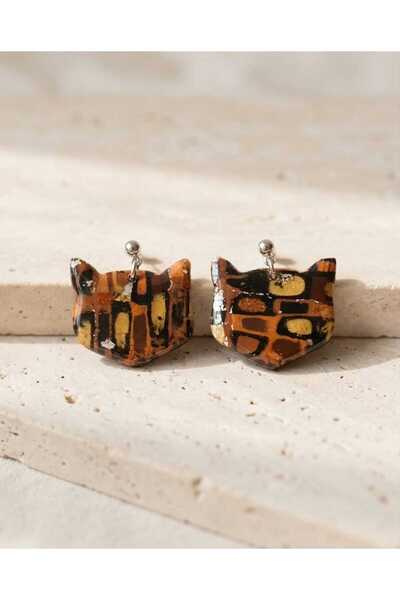 Dodemert Home أقراط على شكل أظافر بتصميم بوليمركل وإيبوكسي على شكل قطة بنية ا...