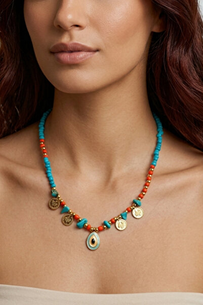 PETEK AKSESUAR قلادة على شكل عملة معدنية على شكل قطرة عين