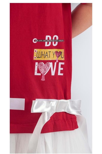s.t. sebat tekstil Girl's Elastane Combed Cotton Dress Sb703 Red
