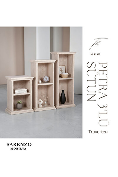 Sarenzo Petra 3'lü, Traverten Yan Sehpa
