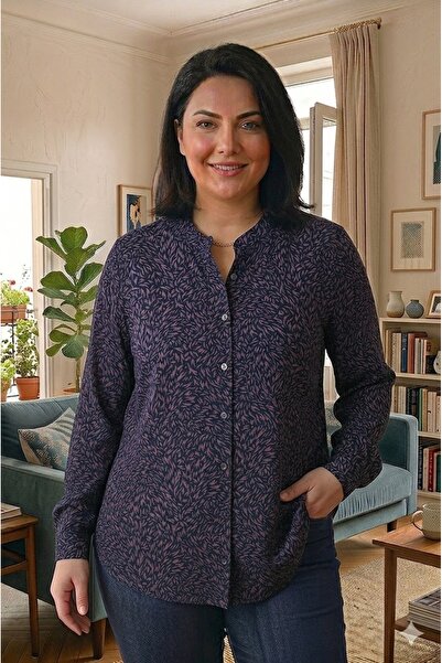 elma abone Plus Size Women's Viscose Buttoned Shirt